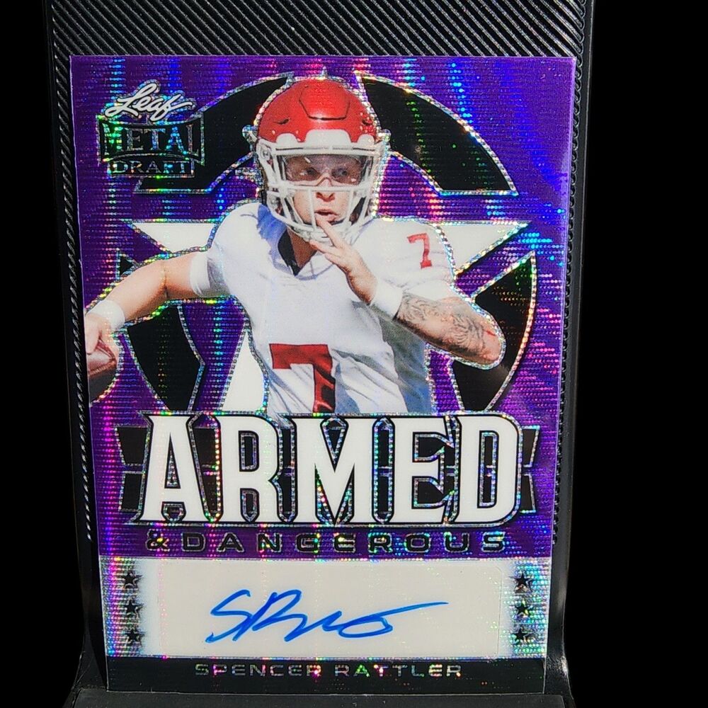 2022 Leaf Metal Draft Spencer Rattler AUTO Armed & Dangerous PURPLE WAVE /20